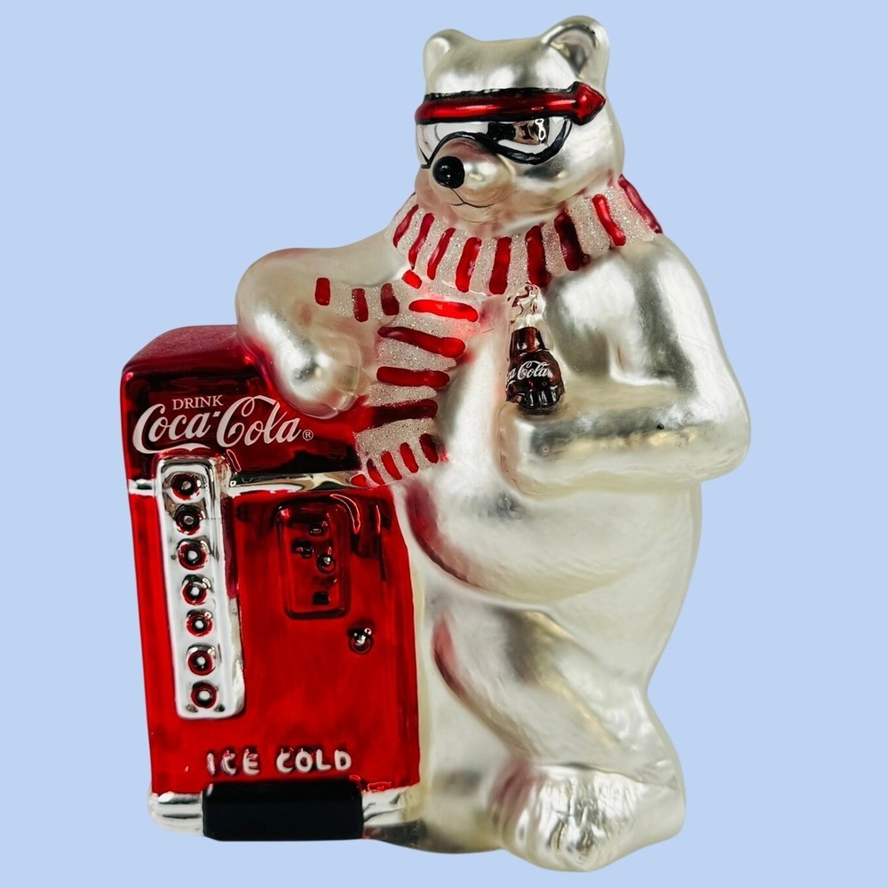VTG 1998 Coca-Cola Polar Bear Vending Machine Mercury Glass Tabletop Decor Coke